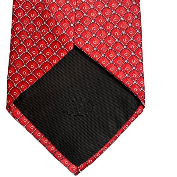 VALENTINO Baroque Silk Geometric Scallop Pattern Tie Made in Italy - Picture 6 of 9